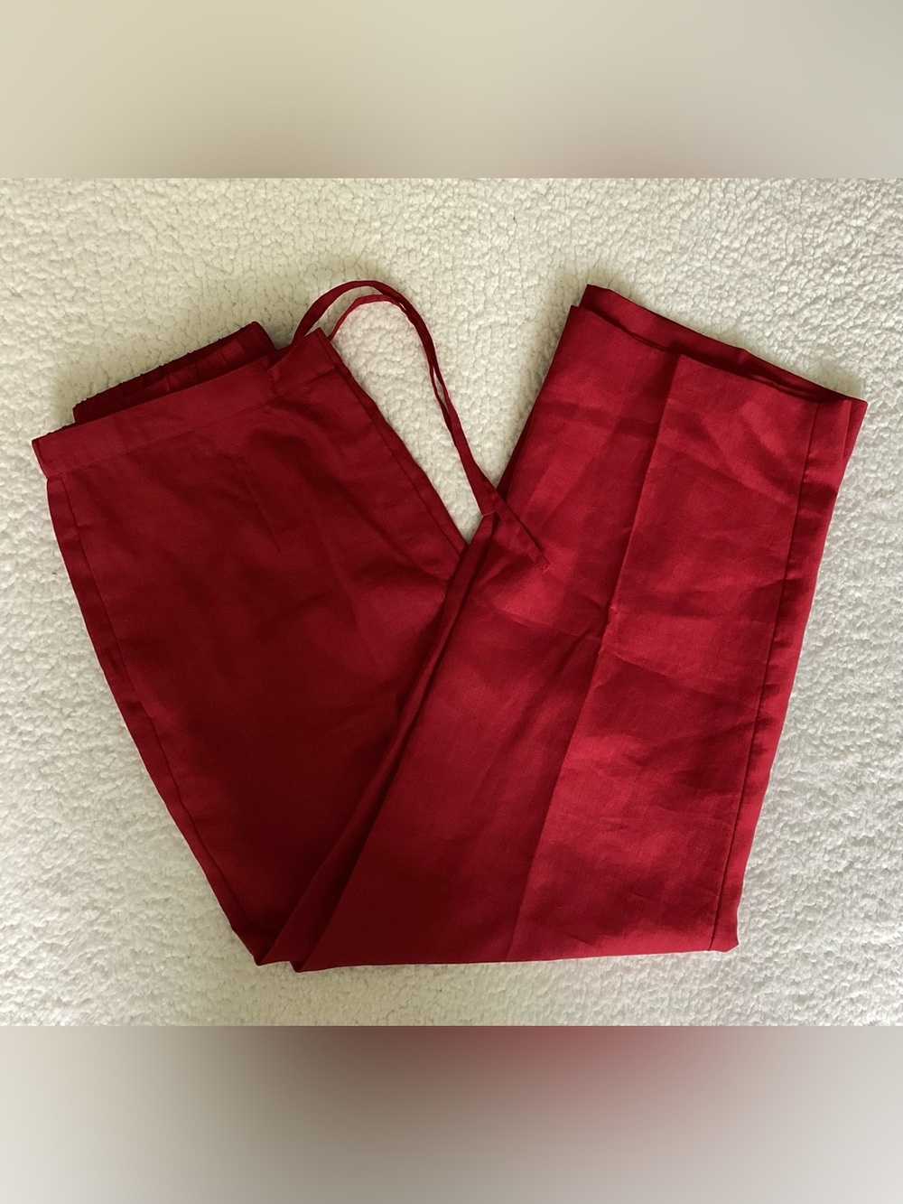 Pendleton Red 100% Linen Wide Leg Drawstring Pants Coastal Grandma Size‎ 14